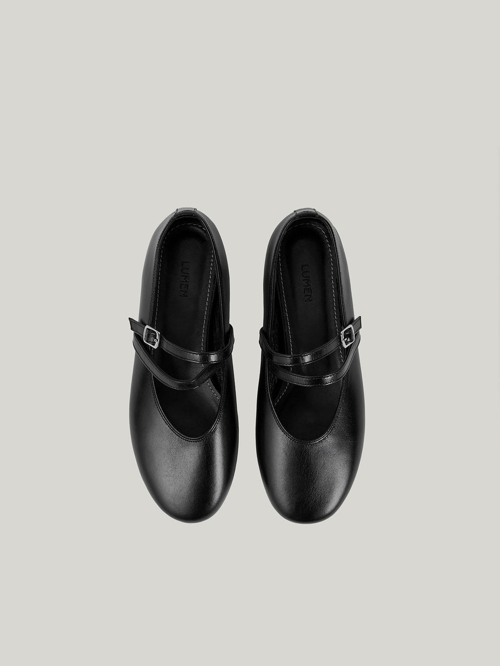 DOUBLE STRAP FLATS (SOFT BLACK)