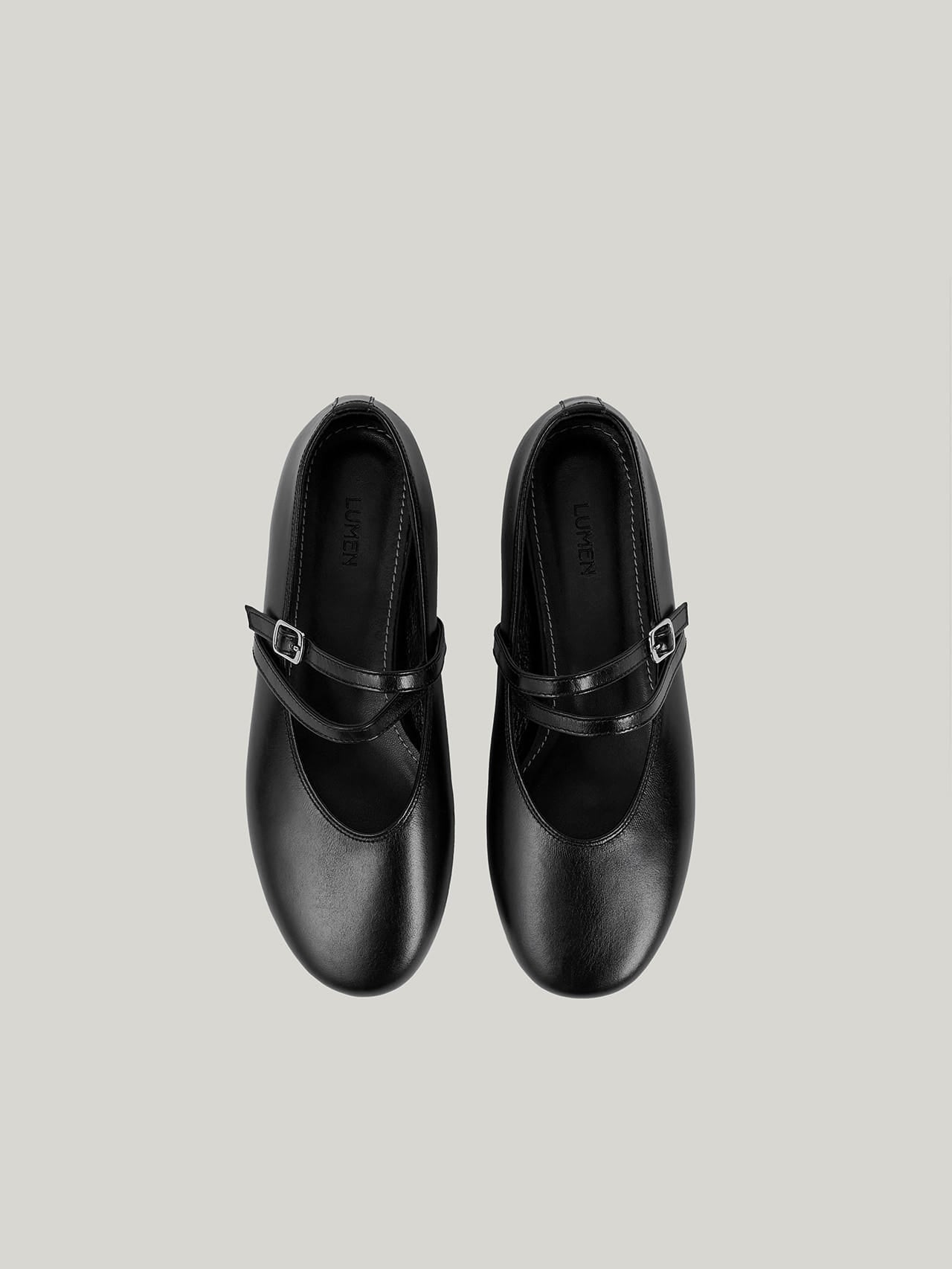DOUBLE STRAP FLATS (SOFT BLACK)