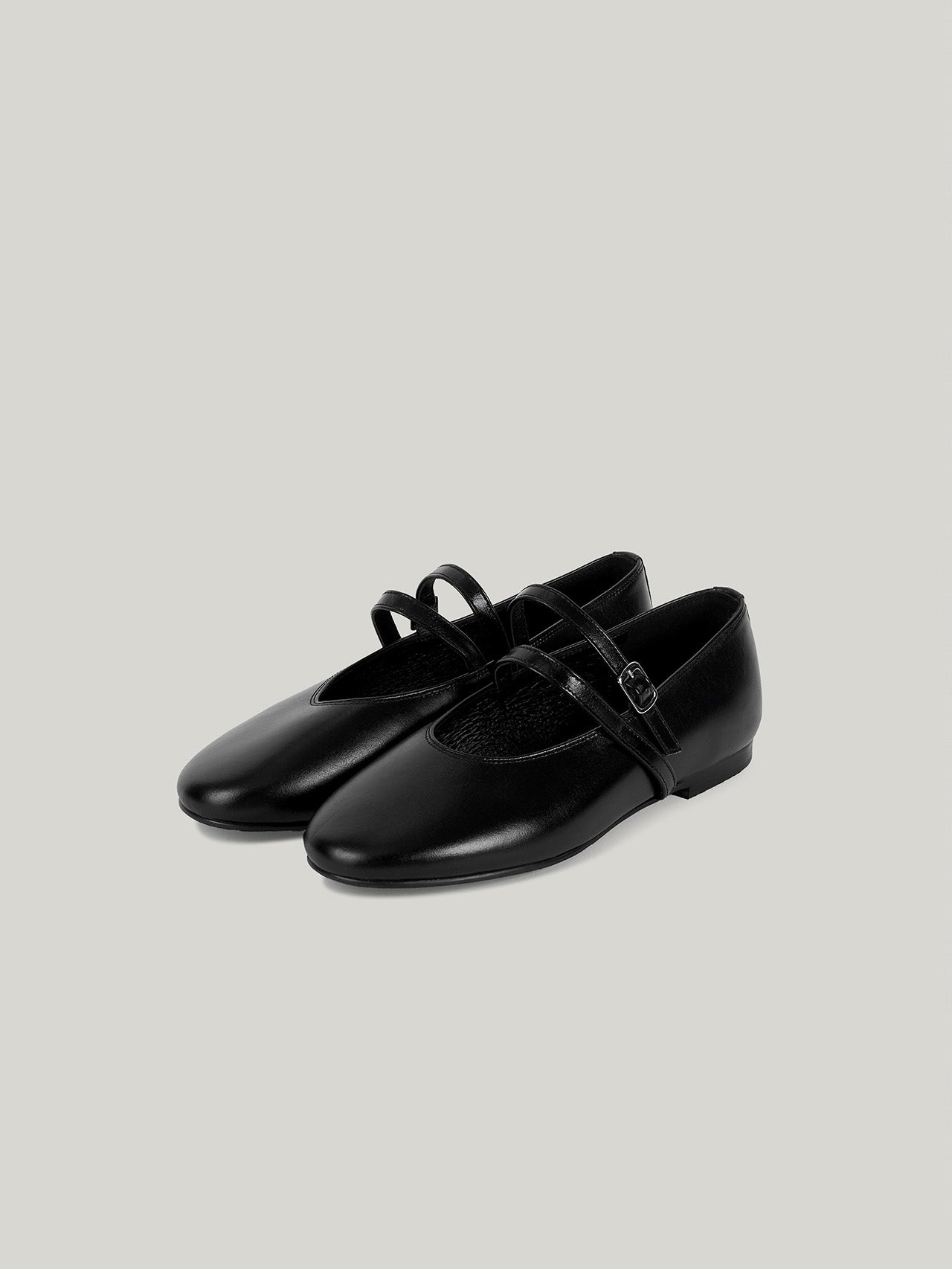 DOUBLE STRAP FLATS (SOFT BLACK)