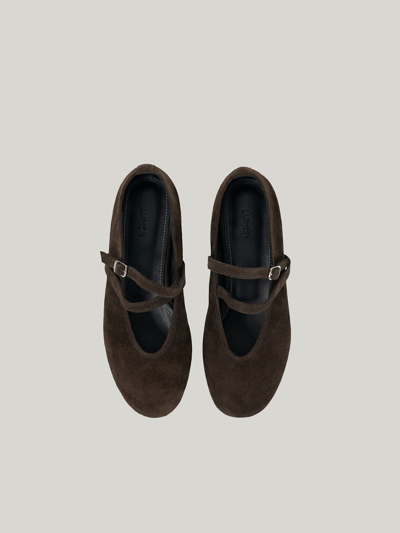 DOUBLE STRAP FLATS (SUEDE BROWN)