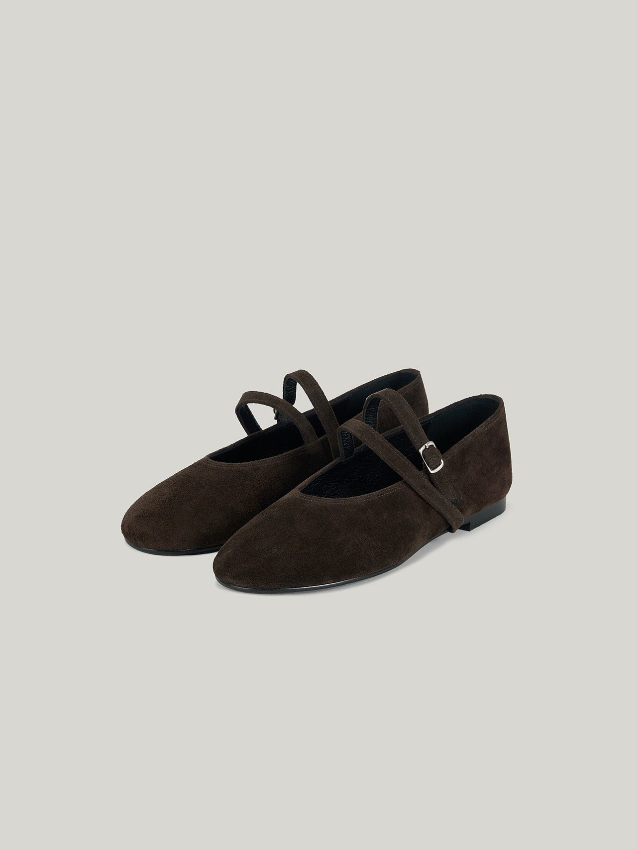 DOUBLE STRAP FLATS (SUEDE BROWN)