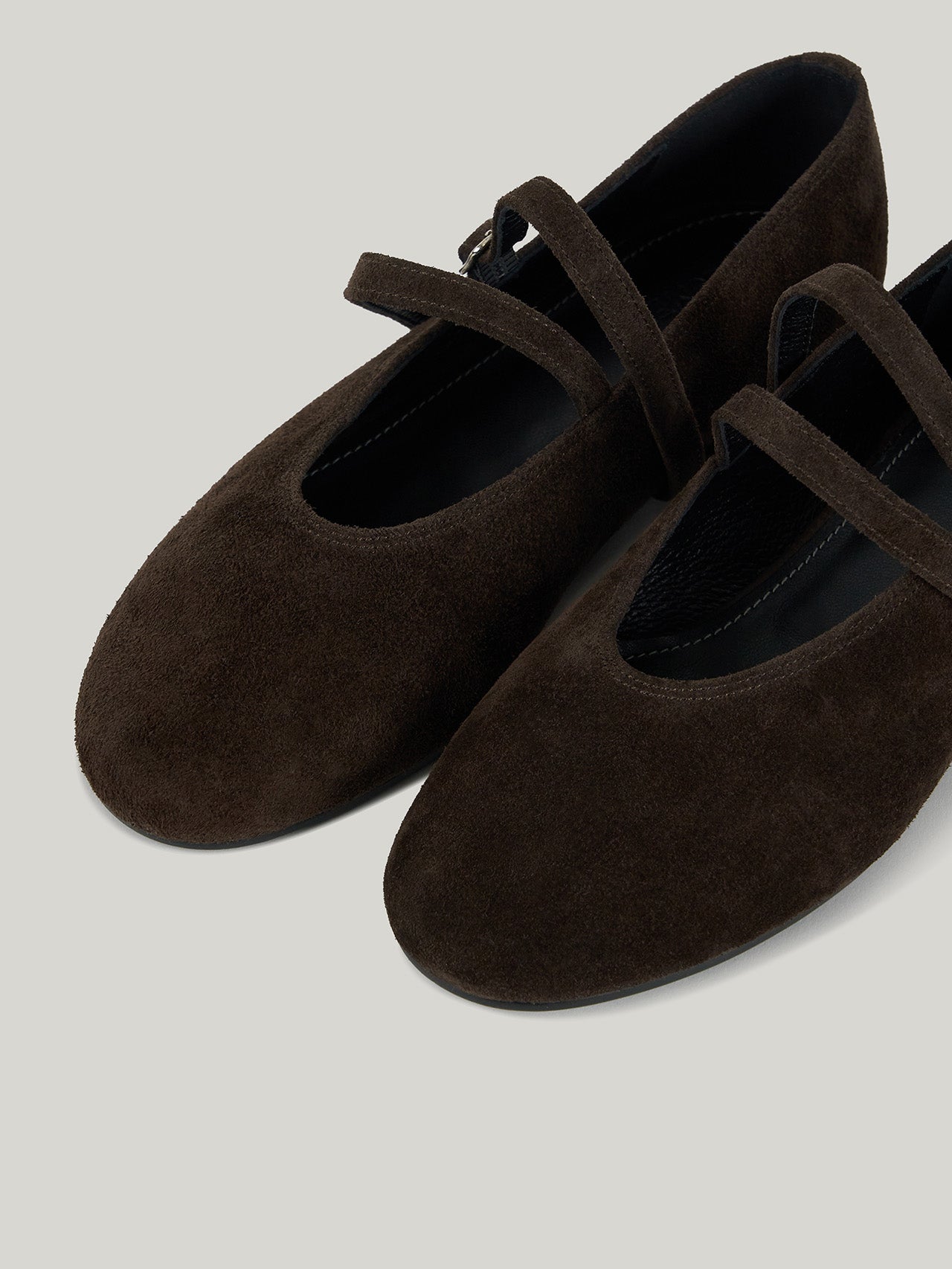 DOUBLE STRAP FLATS (SUEDE BROWN)