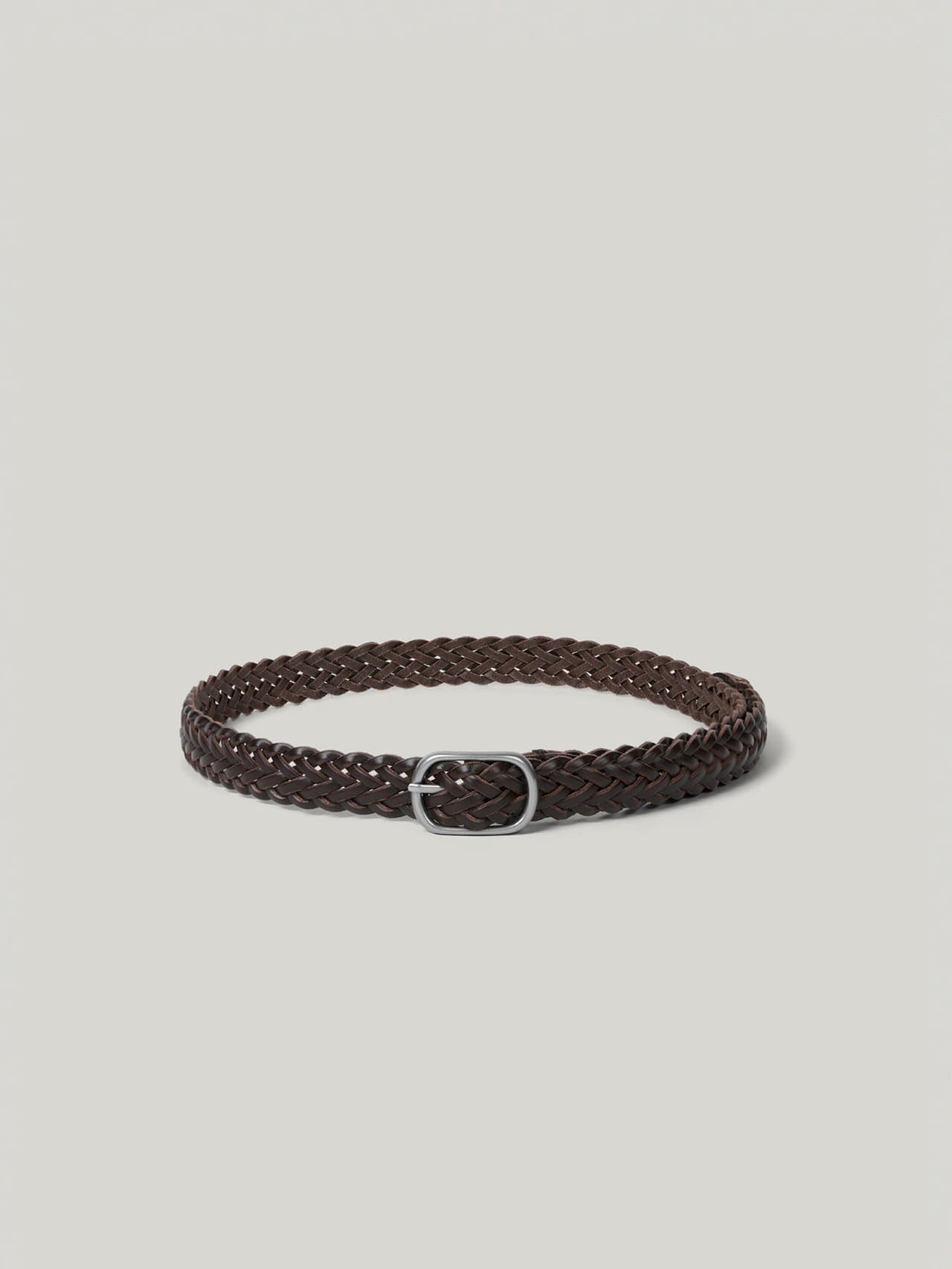 LIEN WOVEN LEATHER BELT (ORGAN BROWN)